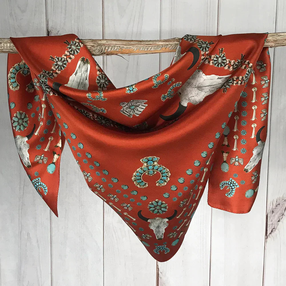 Squash Blossomed Brown Bandana Wild Rag at Bourbon Cowgirl