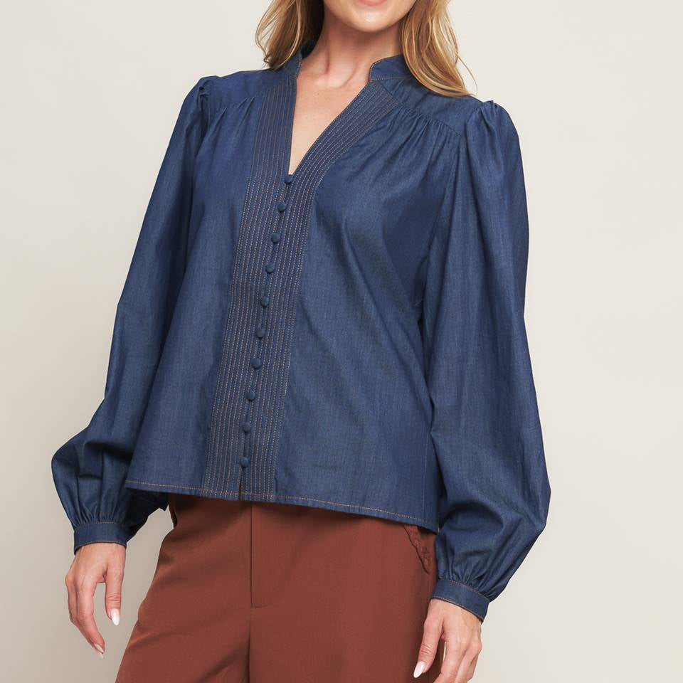 STITCH STORY LIGHTWEIGHT DENIM TOP