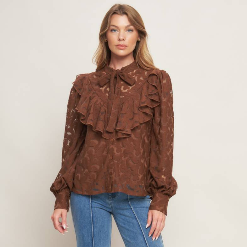 ROMANTIC SHADE WOVEN LACE TOP