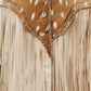 Axis Deer Palomino With Fringe Ivory Leather Jacket