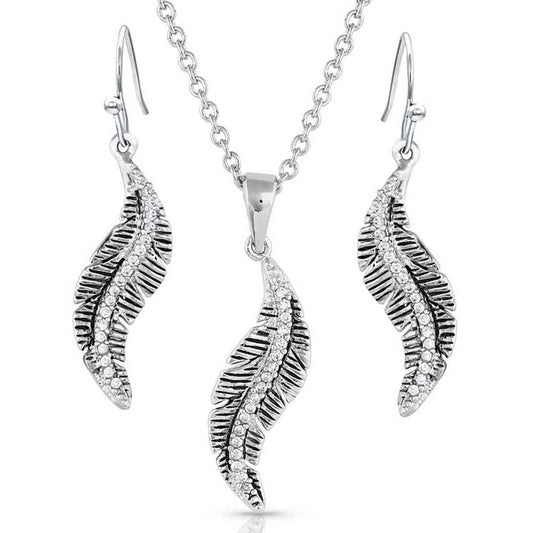 All About The Curve Feather Jewelry Set by Montana Silversmiths