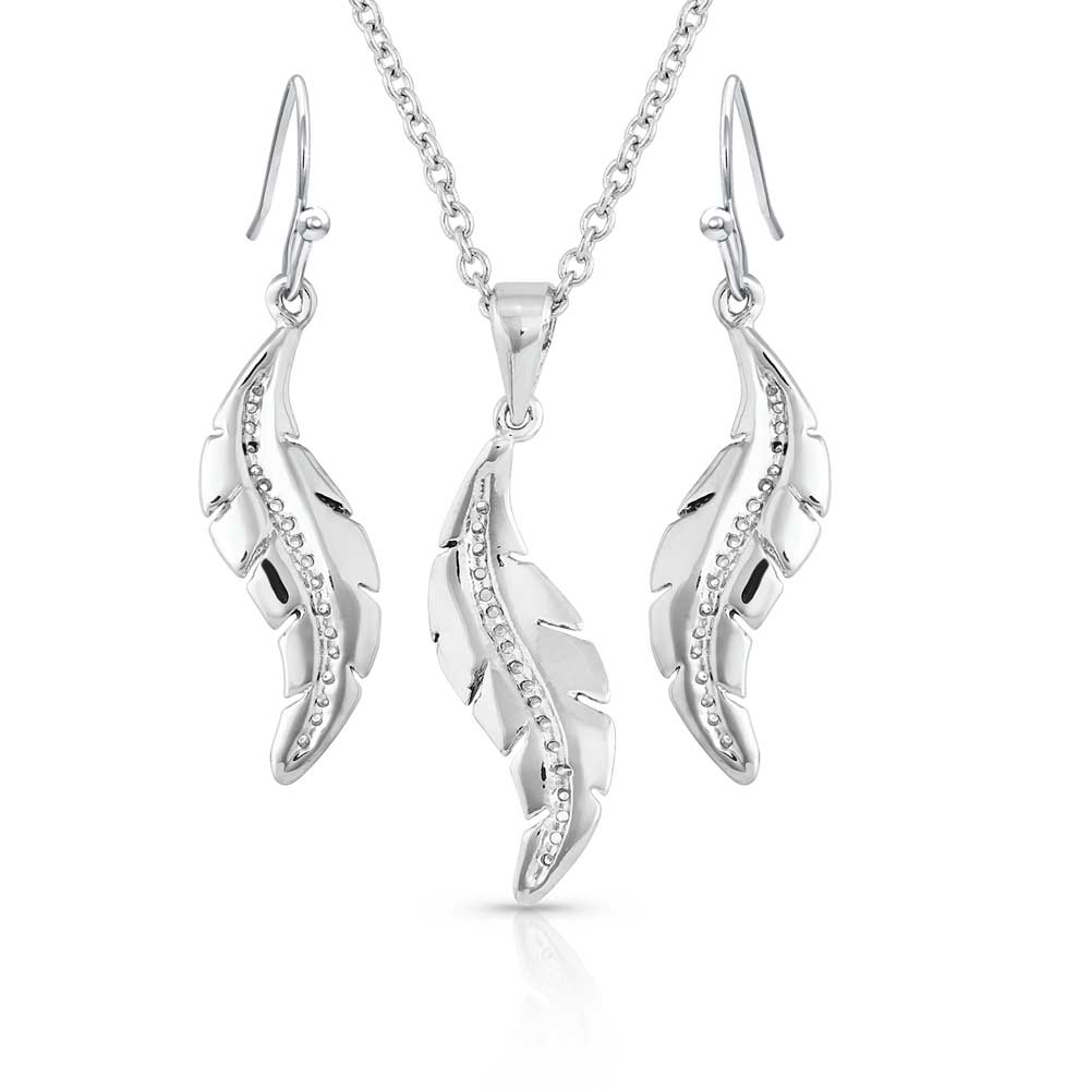 All About The Curve Feather Jewelry Set by Montana Silversmiths