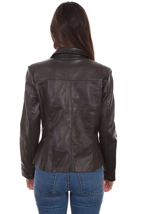 Black Lamb Leather Shirt Jacket at Bourbon Cowgirl