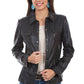 Black Lamb Leather Shirt Jacket at Bourbon Cowgirl