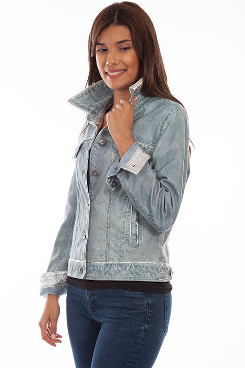 Denim Blue Leather Jacket by Scully at Bourbon Cowgirl