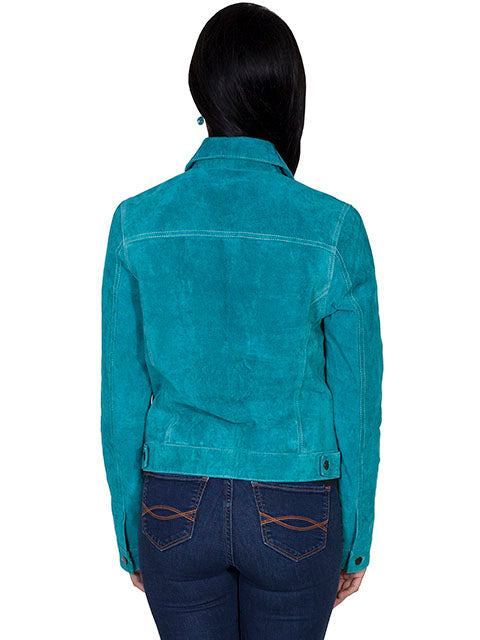 Turquoise Suede Jean Jacket at Bourbon Cowgirl