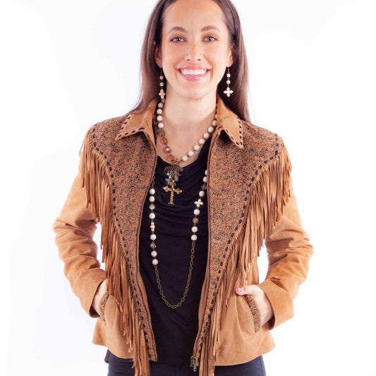 Tan Suede Fringed Zip Jacket at Bourbon Cowgirl