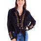 Suede Fringe Lacing Jacket with Bone Bead Details by Scully Leather - Black