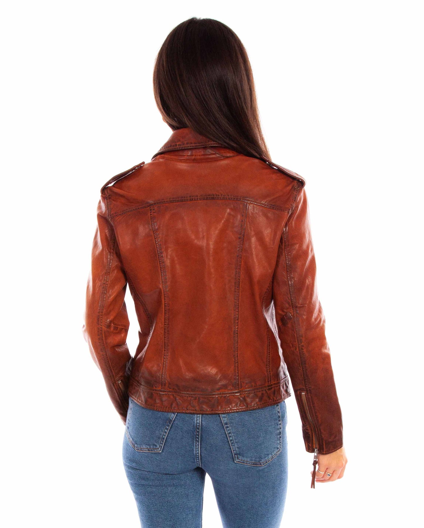 Vintage Brown Leather Motorcycle Jacket at Bourbon Cowgirl