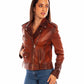 Vintage Brown Leather Motorcycle Jacket at Bourbon Cowgirl