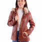 Brown Leather Jacket with Faux Fur Hood at Bourbon Cowgirl