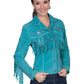 Turquoise Fringe & Beaded Suede Jacket at Bourbon Cowgirl