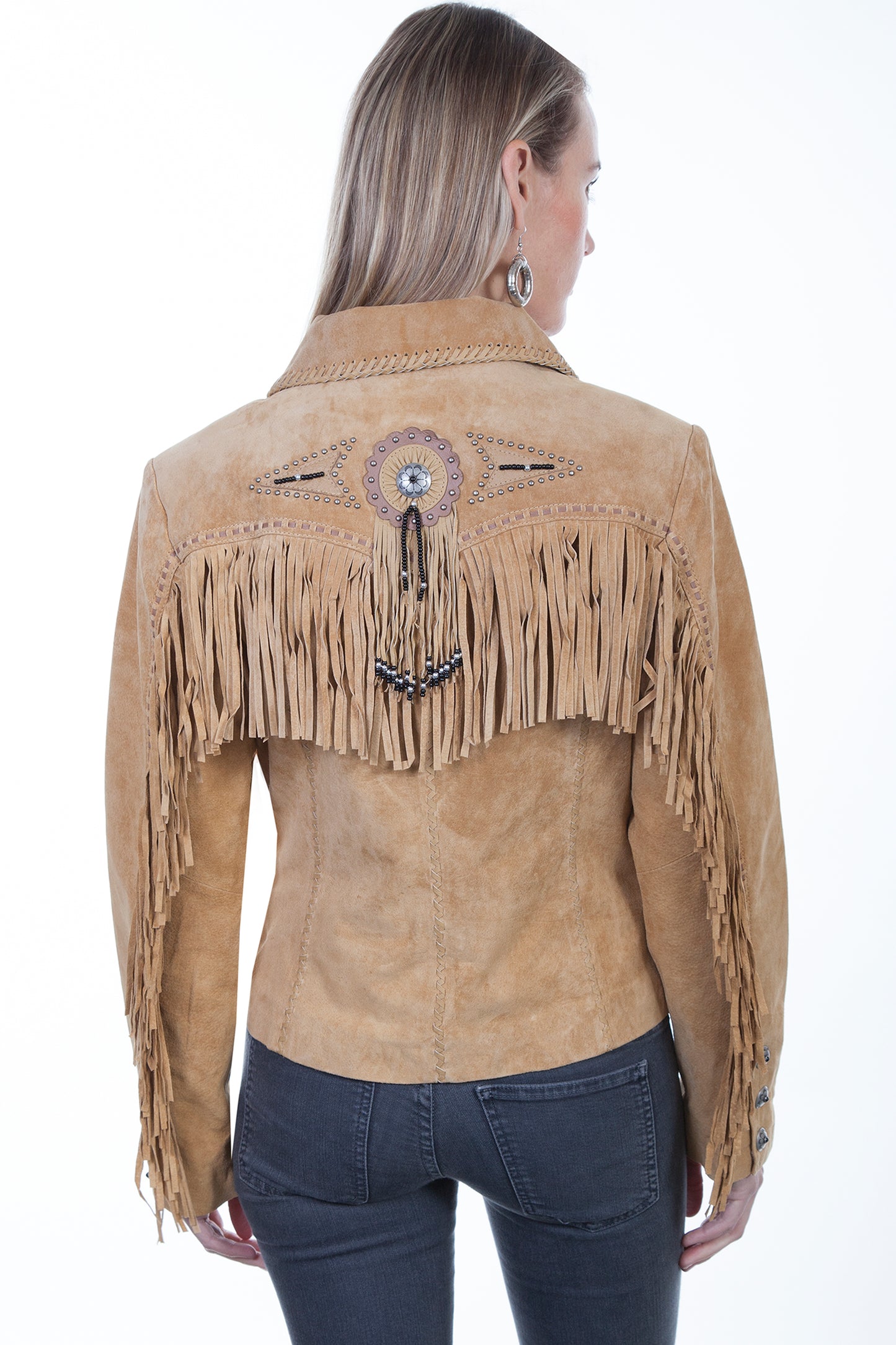 Old Rust Fringe & Beaded Suede Jacket at Bourbon Cowgirl