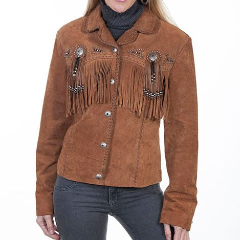 Cinnamon Fringe & Beaded Suede Jacket at Bourbon Cowgirl