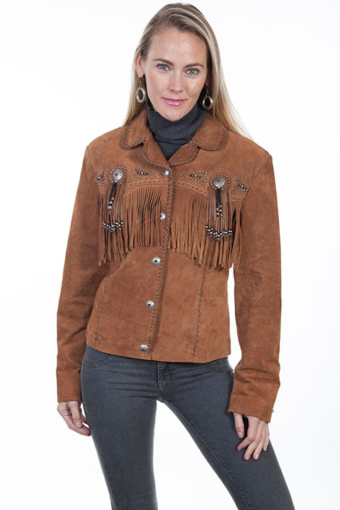 Cinnamon Fringe & Beaded Suede Jacket at Bourbon Cowgirl