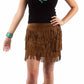 Brown Short Fringe Leather Skirt at Bourbon Cowgirl