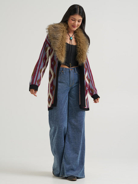 Wrangler Lainey Wilson Fur Collar Duster Cardigan