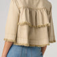 3/4 Sleeve Frayed Flounce Jacket in Khaki by Liverpool