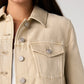 3/4 Sleeve Frayed Flounce Jacket in Khaki by Liverpool