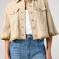 3/4 Sleeve Frayed Flounce Jacket in Khaki by Liverpool