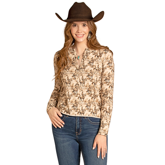 Cowgirl in western print top and hat (LW22T07932)