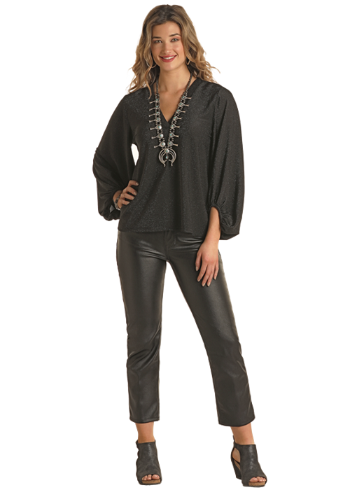 Lurex Balloon Sleeve Top by Panhandle at Bourbon Cowgirl