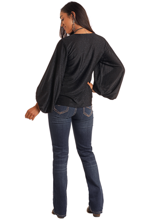 Lurex Balloon Sleeve Top by Panhandle at Bourbon Cowgirl