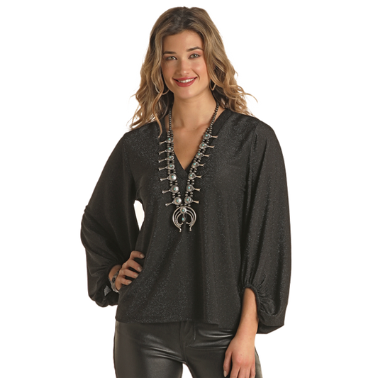 Lurex Balloon Sleeve Top by Panhandle at Bourbon Cowgirl