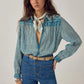 Maria Shirt Mediterranean Stripes Blue Ink by Maison Hotel