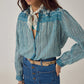 Maria Shirt Mediterranean Stripes Blue Ink by Maison Hotel