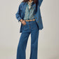 Maria Shirt Mediterranean Stripes Blue Ink by Maison Hotel