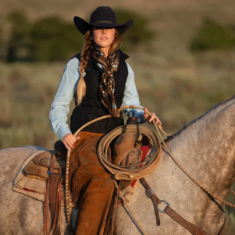 Squash Blossomed Brown Bandana Wild Rag at Bourbon Cowgirl