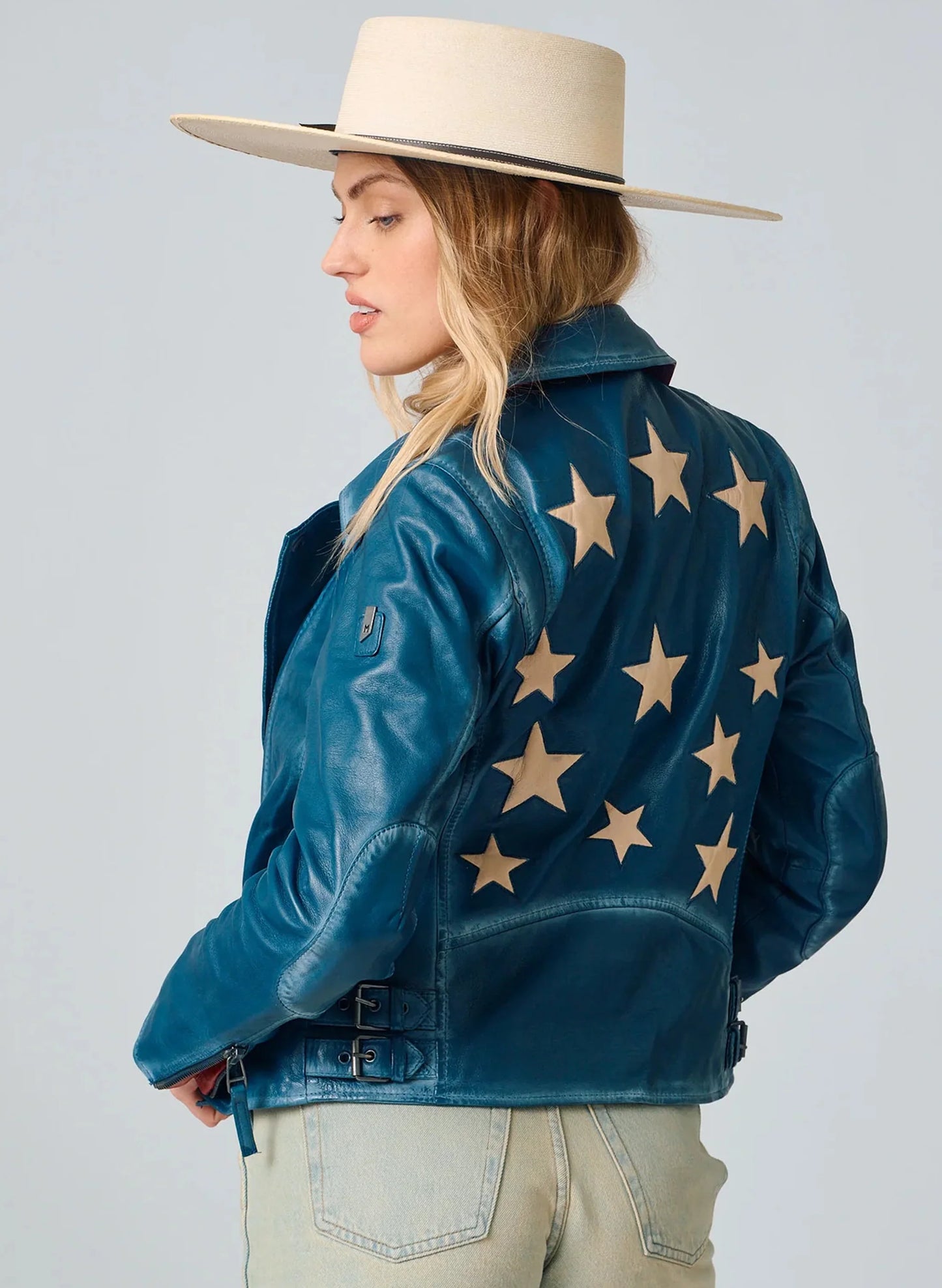 Christy RF Star Detail Leather Jacket