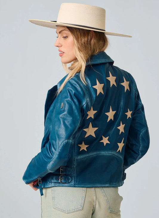 Christy RF Star Detail Leather Jacket