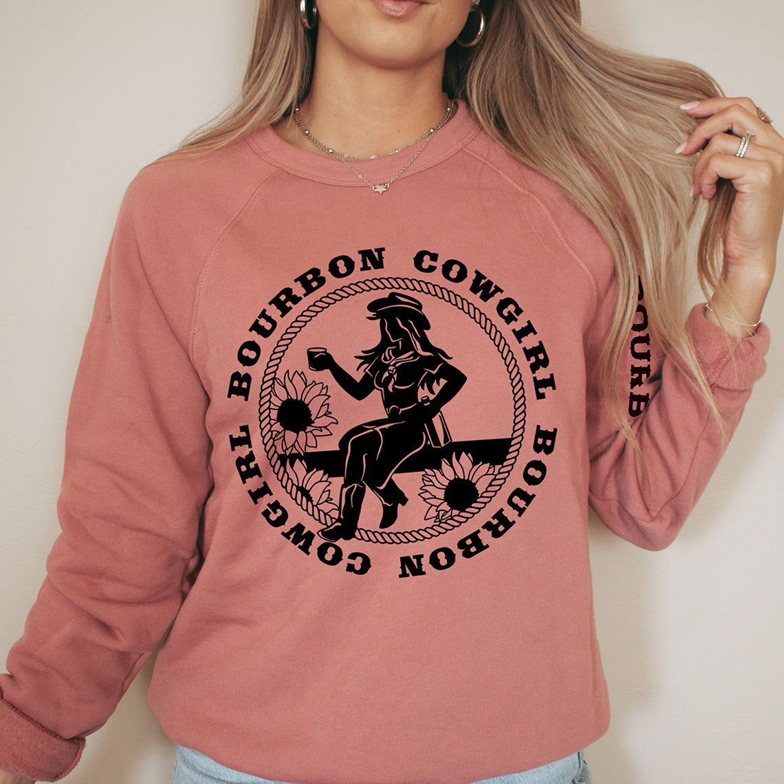 Bourbon Cowgirl Graphic Sweatshirt Mauve