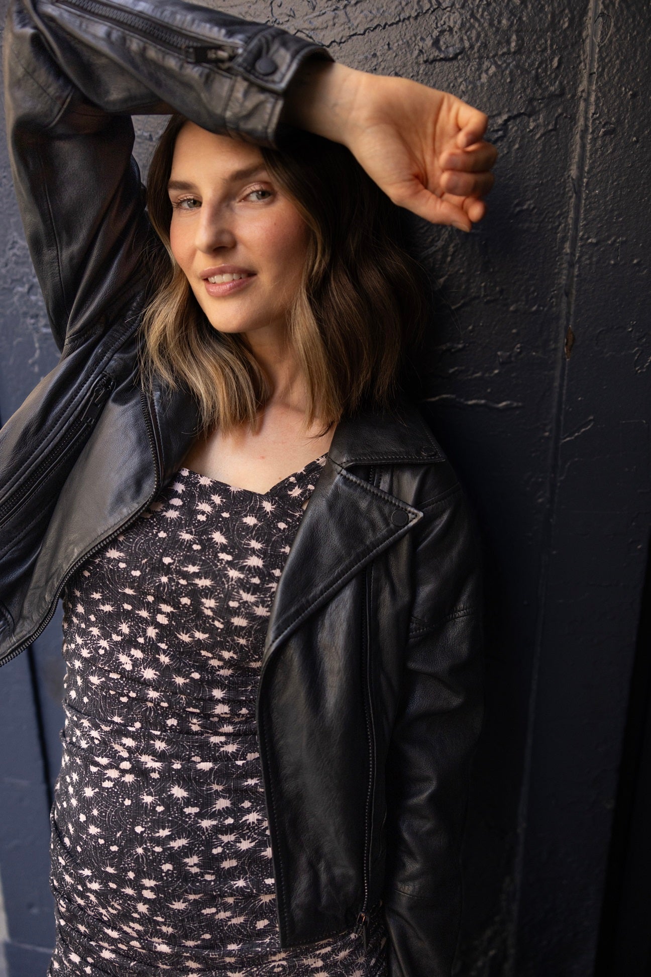 Mayla OS Leather Jacket, Black