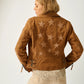 Misty Nubuck Leather Jacket by Mauritius in Cognac