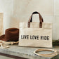 Live Love Ride Canvas Tote Bag at Bourbon Cowgirl