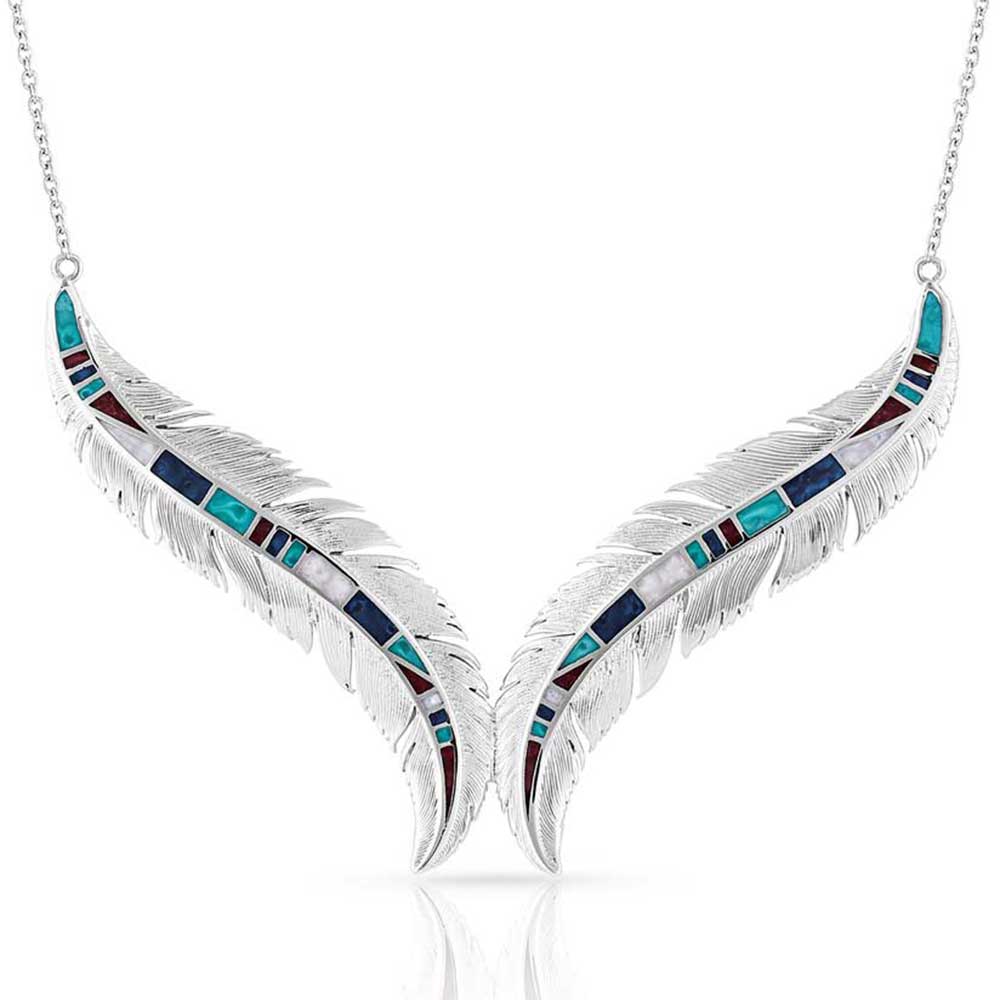 Breaking Trail Feather Necklace- Montana Silversmiths
