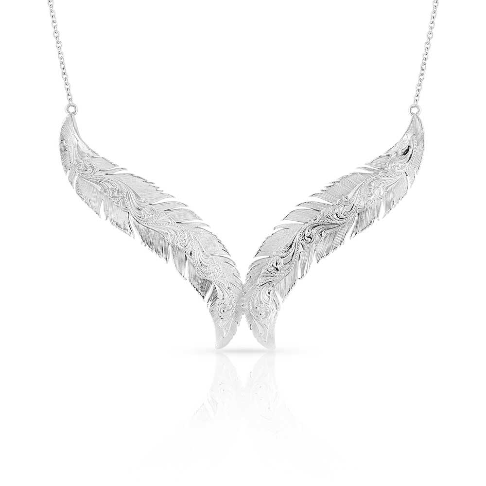 Breaking Trail Feather Necklace- Montana Silversmiths