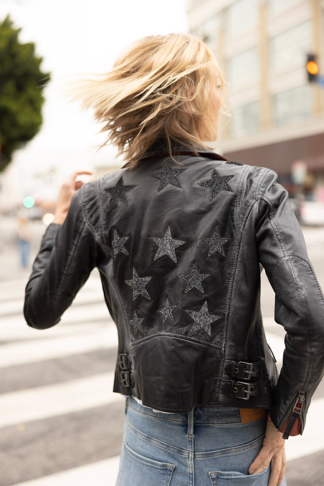 Christy RF Star Detail Leather Jacket