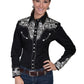Black & Silver Floral Embroidered Yoke Western Blouse for Women Scully Bourbon Cowgirl