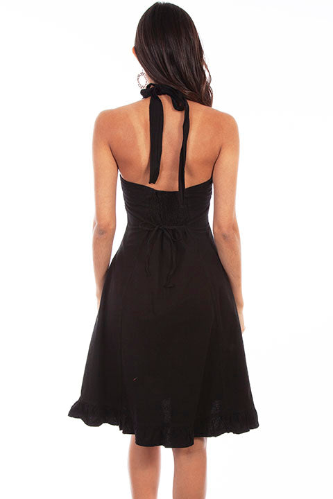 Black Halter Dress Peruvian Cotton for Country Girls at Bourbon Cowgirl