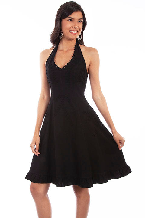 Black Halter Dress Peruvian Cotton for Country Girls at Bourbon Cowgirl