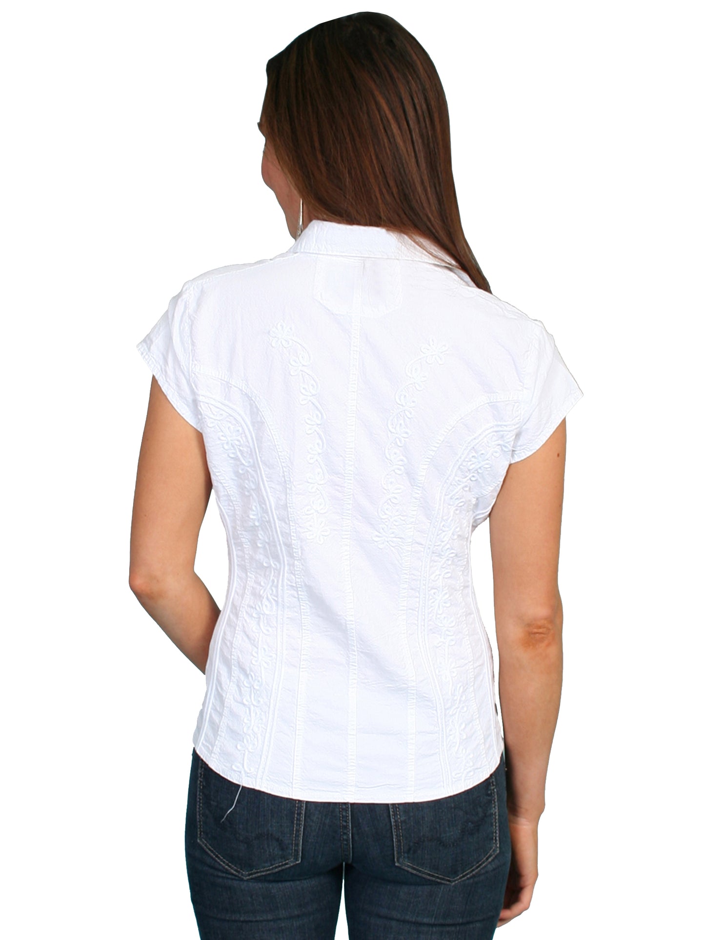 White Peruvian Cotton Cap Sleeve Blouse by Scully Bourbon Cowgirl