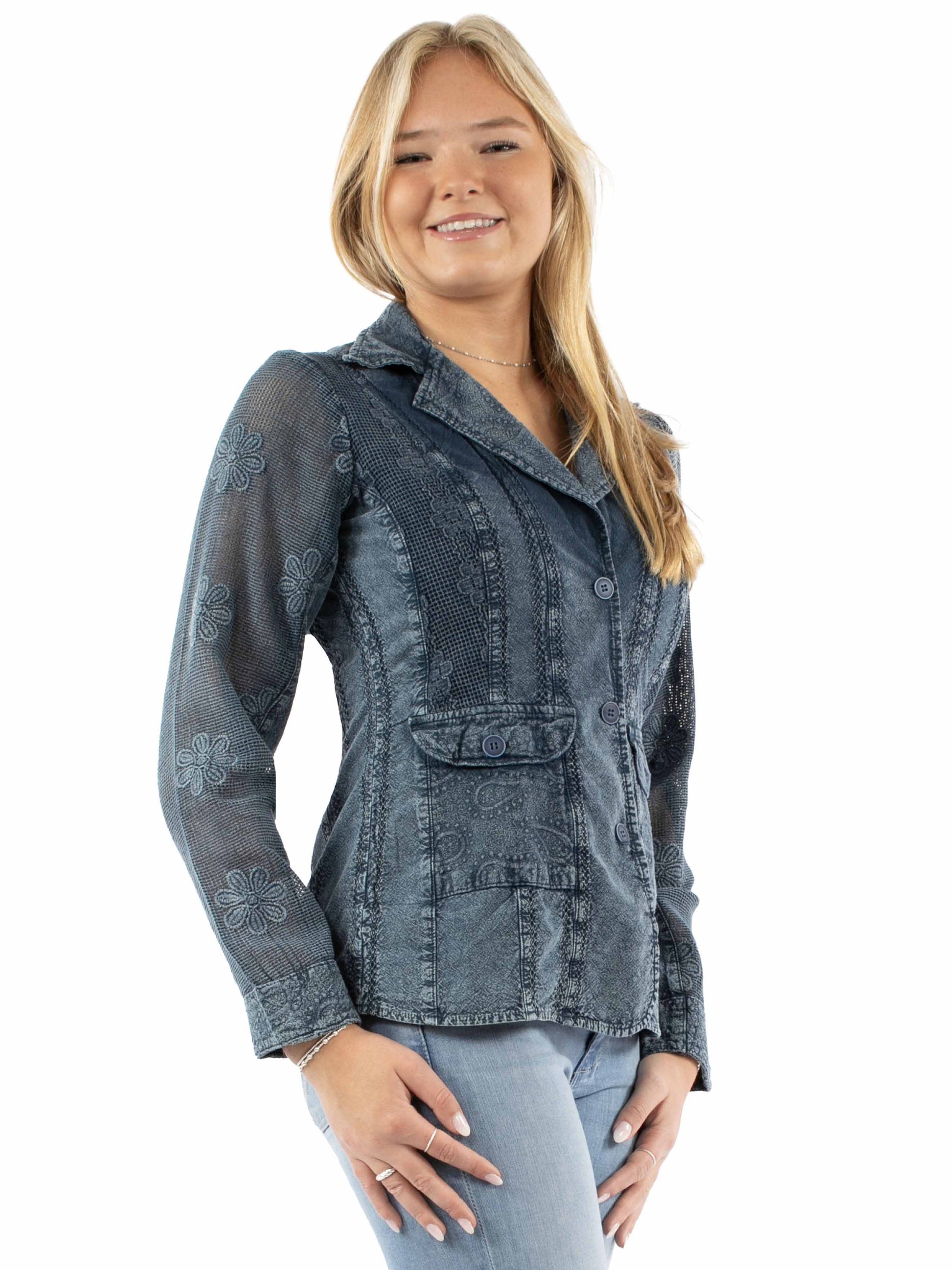 PSL-280-DBL denim jacket on woman