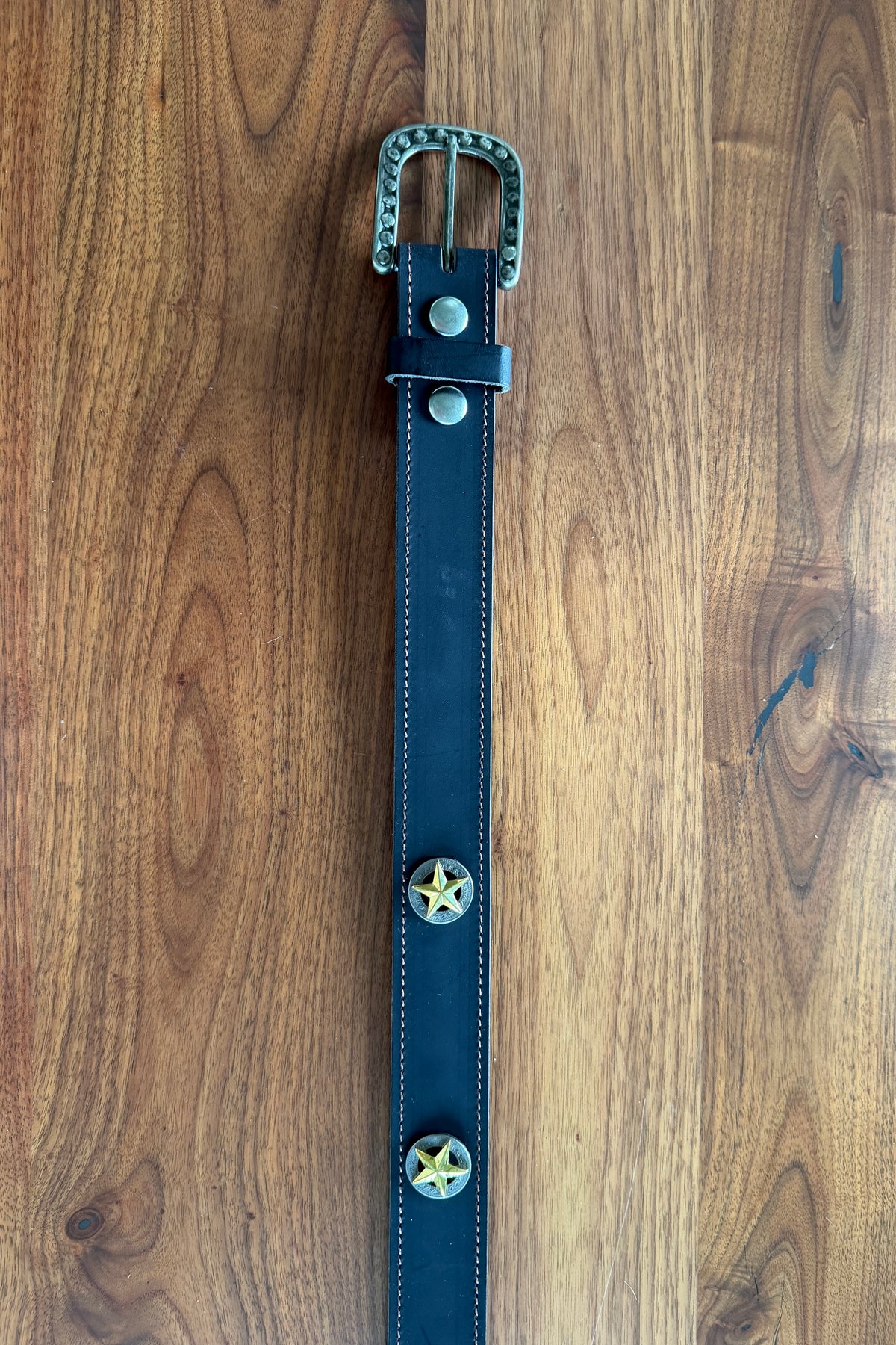 Phoebe Leather Belt with Star Conchos in Black - Bourbon Cowgirl Exclusive