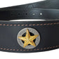 Phoebe Leather Belt with Star Conchos in Black - Bourbon Cowgirl Exclusive