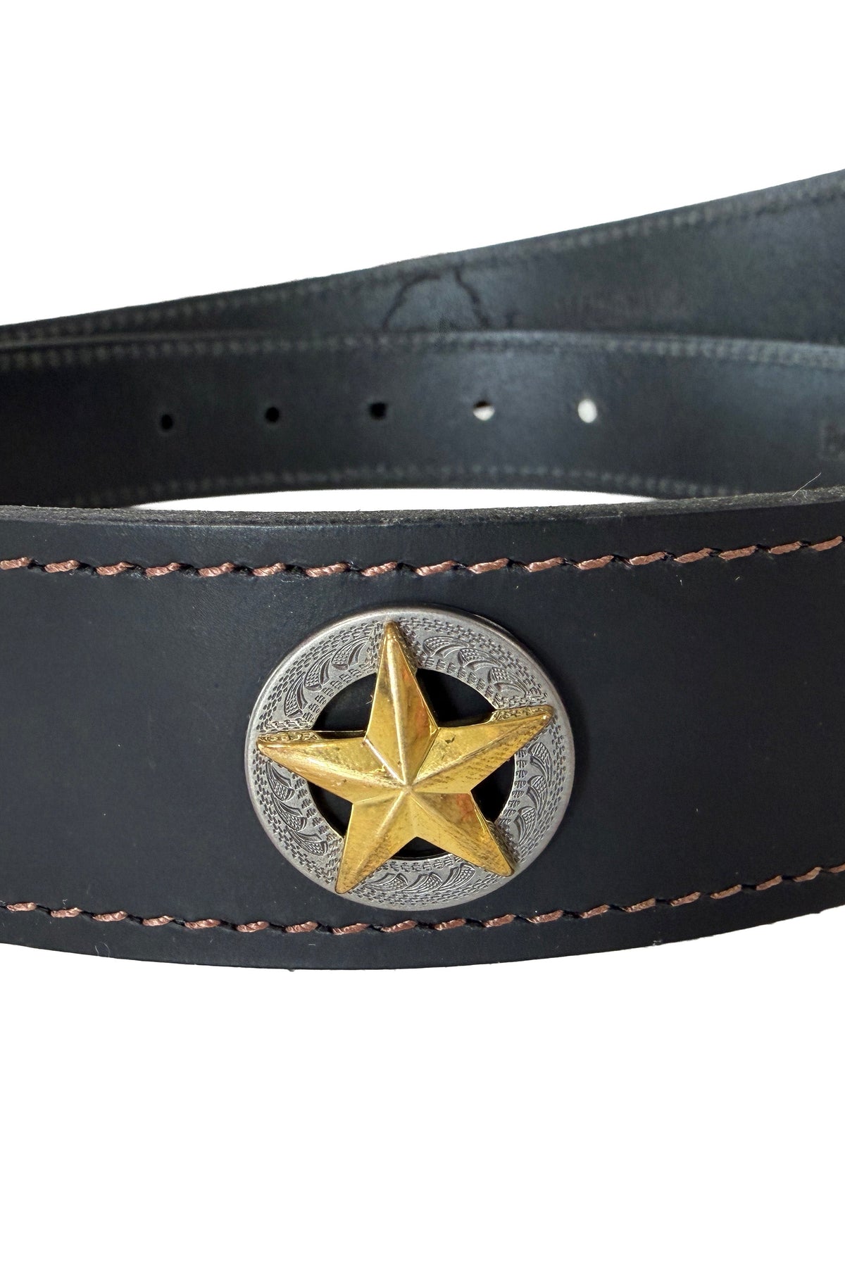 Phoebe Leather Belt with Star Conchos in Black - Bourbon Cowgirl Exclusive