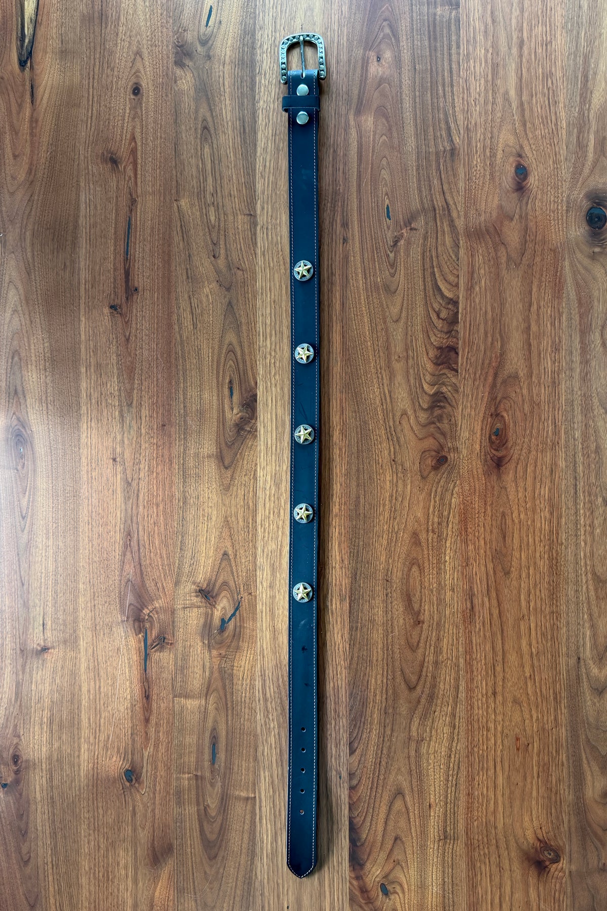 Phoebe Leather Belt with Star Conchos in Black - Bourbon Cowgirl Exclusive